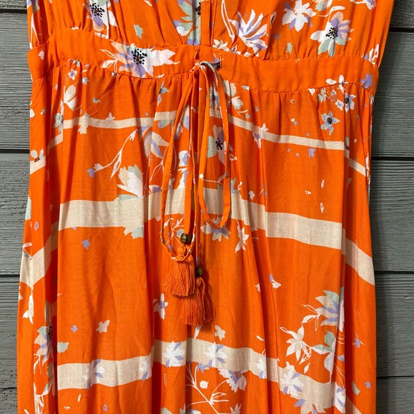 NWT Maaji Orange Floral Flowering Secret Cinched Maxi  Dress Sz Small - Picture 7 of 16